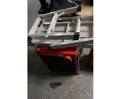 A folding aluminium step ladder and electric heater 