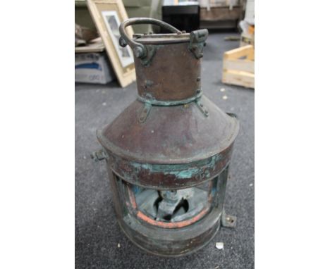 A copper ship's lamp 