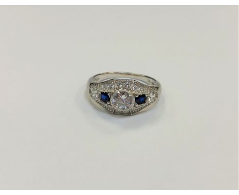 A sterling silver Art Deco style ring, N1/2
