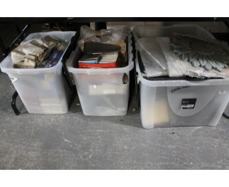 Five boxes of ceramic and other tiles, glass tiles etc 