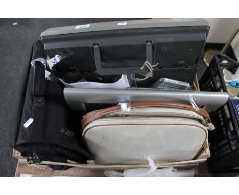 A crate of Cannon typewriter, flat tron screen, vintage typewriter, LG TV set etc 