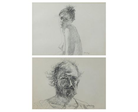 Johan VAN VLAENDEREN (1952), 2 pencil drawings Nude and Self-Portrait, signed and dated '88Johan VAN VLAENDEREN (1952), lot v