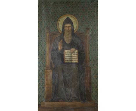 18th/19th century painting on canvas/panel of an Orthodox holy monk father18e/19e eeuwse schildering op doek/paneel van een O