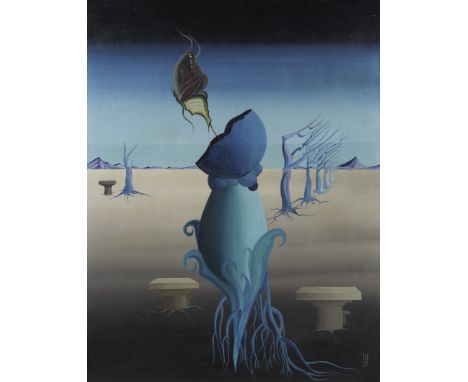 Michel JANSSENS (1955), oil on panel ‘The birth of a butterfly Ariadne’, monogrammed and dated ‘80Michel JANSSENS (1955), oli