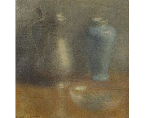 Marie INGELS (1884-1960), oil on canvas Still life with jars, signedMarie INGELS (1884-1960), olie op doek Stilleven met krui