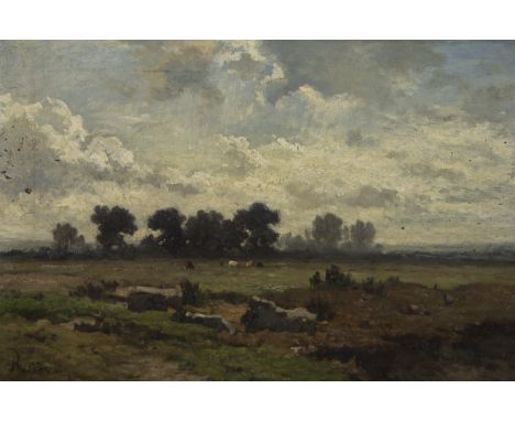 Louis ROBBE (1806-1887), oil on panel Landscape with cows, signedLouis ROBBE (1806-1887), olie op paneel Landschap met koeien