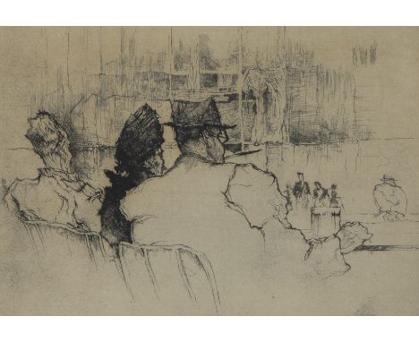 Jules DE BRUYCKER (1870-1945), etching Terrasse, numbered 77/100 and signedJules DE BRUYCKER (1870-1945), ets Terras, genumme
