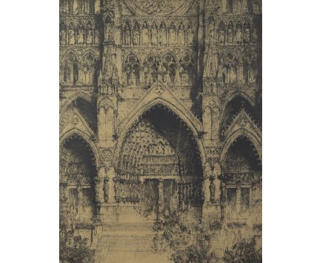 Jules DE BRUYCKER (1870-1945), etching Cathédrale d'Amiens France, épreuve d'artiste, signed and dated 1932Jules DE BRUYCKER 