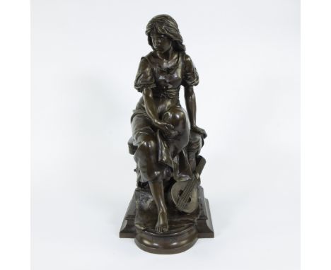 Eugène Antoine AIZELIN (1821-1902), bronze sculpture Mignon, signed and marked F. Barbedienne, Fondeur, ParisEugène Antoine A