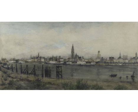 Romain MALFLIET (1910-2006), etching raised with watercolour Rede of Antwerp, signedRomain MALFLIET (1910-2006), ets opgehoog