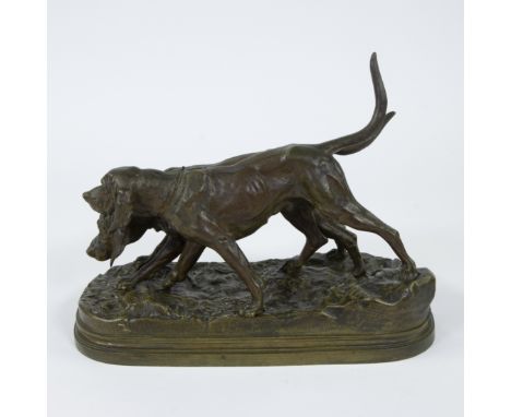 Alfred DUBUCAND (1828-1894), bronze sculpture of a pair of hunting dogs, signedAlfred DUBUCAND (1828-1894), bronzen sculptuur