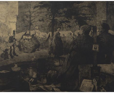 Jules DE BRUYCKER (1870-1945), etching Marché St Jacques Gand, signedJules DE BRUYCKER (1870-1945), ets Marché St Jacques Gan