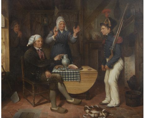 François I SMAELEN (XIX), oil on panel Le retour du soldat, signed and dated 1838François I SMAELEN (XIX), olie op paneel Le 