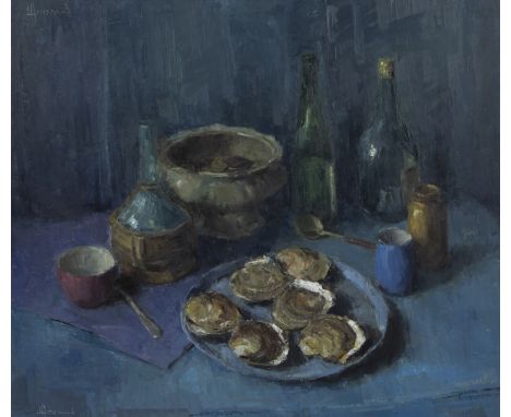 Vic DOOMS (1912-1994), oil on hardboard Still life with oysters, signedVic DOOMS (1912-1994), olie op hardboard Stilleven met