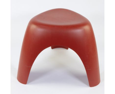 Rare red elephant chair specially issued by Vitra at the reopening of the Atomium in Brussels, design Sori Yanagi, with label