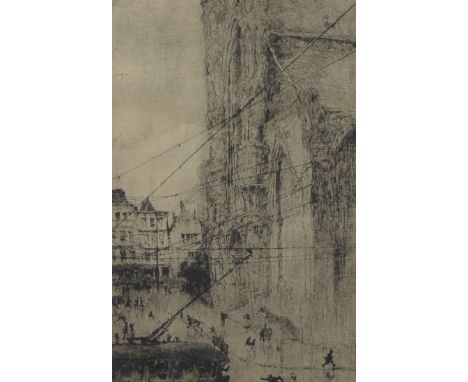 Jules DE BRUYCKER (1870-1945), etching Eglise St Nicolas Gand, signedJules DE BRUYCKER (1870-1945), ets Eglise St Nicolas Gan
