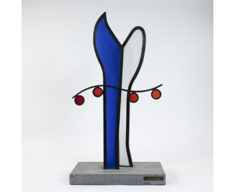 Jan LEENKNEGT (1950), sculpture in metal and glass, with book and certificateJan LEENKNEGT (1950), sculptuur uit metaal en gl