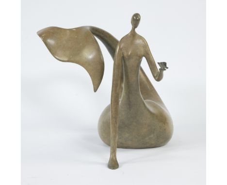 Marie Madeleine GAUTIER (1956), bronze sculpture Sirène, E.A. II/IV, monogramMarie Madeleine GAUTIER (1956), bronzen sculptuu