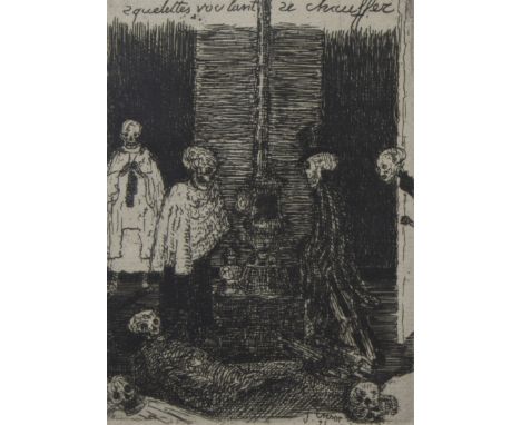 James ENSOR (1860-1949), etching Squelettes voulant se chauffer, signed in the plate and dated ‘95James ENSOR (1860-1949), et