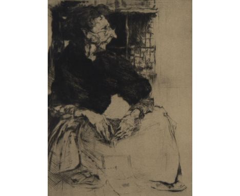 Jules DE BRUYCKER (1870-1945), etching Rose, numbered 3/30 and signedJules DE BRUYCKER (1870-1945), ets Rose, genummerd 3/30 