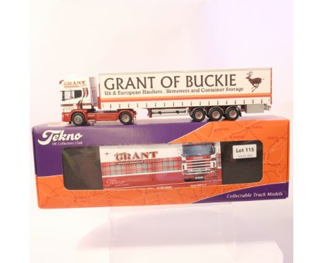 Manufacturer  - Tekno | Description -  Scania 4-Series Topline with Curtainside Trailer - Grant of Buckie | Stock Code - 6463