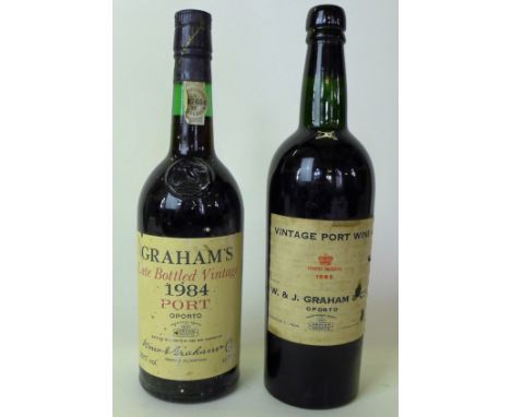 2 bottles Grahams Vintage and LBV Port comprising 1 bottle Grahams Vintage Port 1963 together with 1 bottle Graham Late Bottl