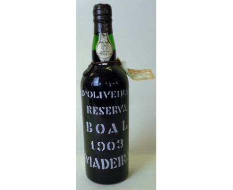 1 bottle Fine and Rare Vintage Madeira being d'Oliveiras Boal 1903