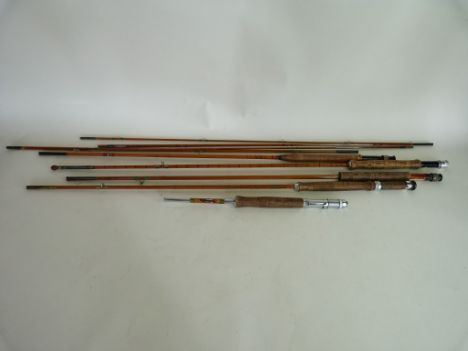 A collection of fishing rods To include the Itchen Hardy Dry Fly, Ayou split cane rod, Arthur Allan, Weiss fishing tackle poa