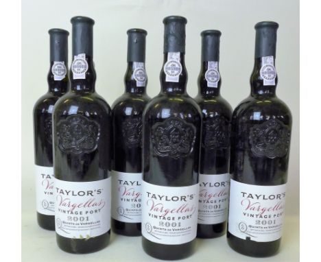 6 bottles Taylors Quinta de Vargellas Vintage Port 2001 
