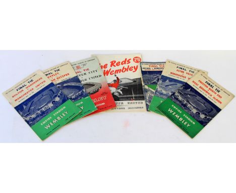 Seven 1950' and 1960' football F.A Cup final programmes To include Burnley vs Tottenham Hotspur May 5th 1962, Arsenal vs Newc