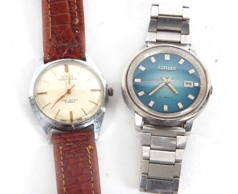 Mixed Lot: Two wristwatches, one Oris and one Citizen, the Oris has a manually crown wound 15 jewel movement, white dial with