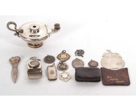 Mixed Lot: Silver cased folding penknife with oversized Silver Jubilee hallmark, Sheffield 1977, makers mark I.J, a 925 stamp