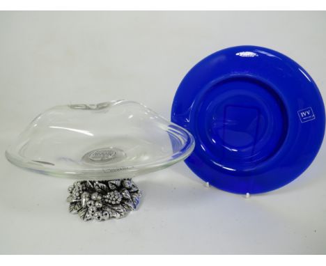 italian made white crystal bowl with Silver coloured fruit themed pedestal foot made under licence from Murano plus an Italia
