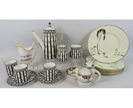 Small selection of art deco ceramics by Coalport, Crown Ducal and Royal Doulton.