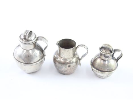 3 x Antique / Vintage .925 Sterling Silver Small Novelty Jugs Inc Pepperette 50g 2206886