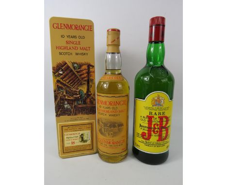 Glenmorangie 10 year old scotch whiskey 1990s plus a 1 litre bottle of Rare J &amp; B Whiskey. Both unopened and sealed.