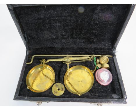 Vintage brass jewellery travel scales.