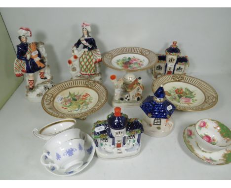 Good Mixed Ceramics to include Staffordshire flat backs, Pastel Burners, comports. Etc. see photos.