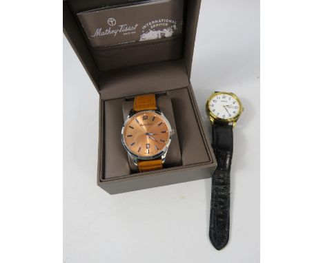 Two Gents Quartz wristwatches by Mathey Tissot and  Lorus, both in working condition, one with box.