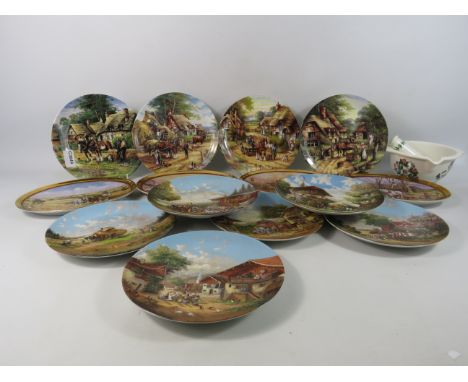 Large selection of collectable plates wedgwood, Davenport etc plus a Portmeirion pestle and mortar.