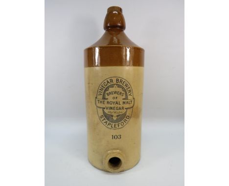 Large 19th Century Stapleford Vinegar Brewery stoneware storage jar by Doulton &amp; co Lambeth. 21" tall.