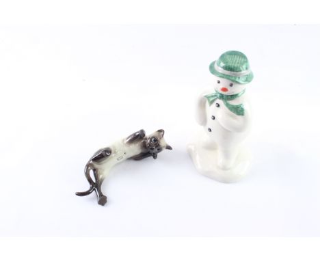 Porcelain Ornaments Beswick Royal Doulton Inc Snowman Cats &amp; Pot Climber In previously owned condition Signs of age &amp;