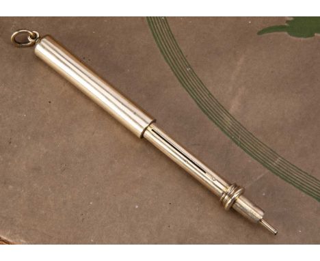 A late Victorian 9ct gold retractable dip pen and pencil by S. Mordan, 7cm closed with ring, 20g, marked to barrel, working w