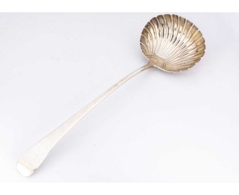 A George III silver soup ladle by SA, 34 cm long and 5 ozt, London 1807