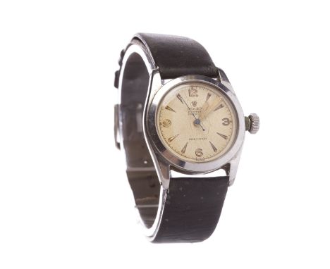 MID TWENTIETH CENTURY ROLEX OYSTER SPEEDKING PRECISION STAINLESS STEEL MANUAL WIND WRIST WATCHthe round dial with applied Ara
