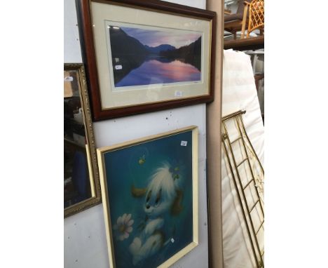 A Don MacLeod retro print and a print of Buttermere 