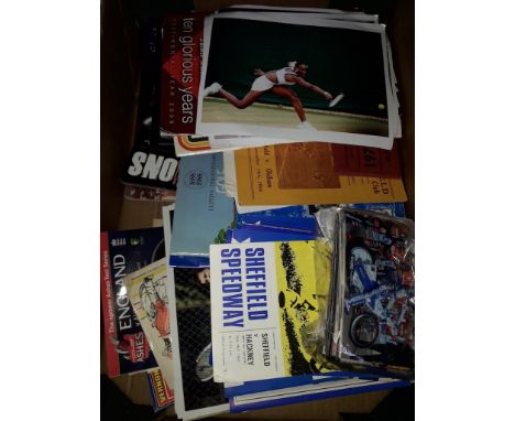 A box of sporting memorabilia 