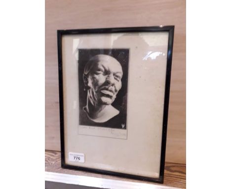 Early 20th century School, "Sinister Head a Portrait of Evil", pencil drawing, monogrammed lower right, 10.5cm x 16.5cm, sign