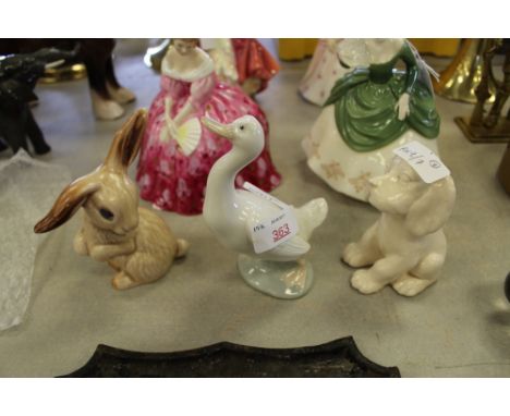 Beswick Lollopy Dog 454, Sylvac Rabbit & NAO Duck