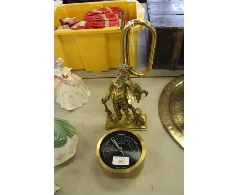 Brass shooting figure, Bugle and Short & Masons Barometer